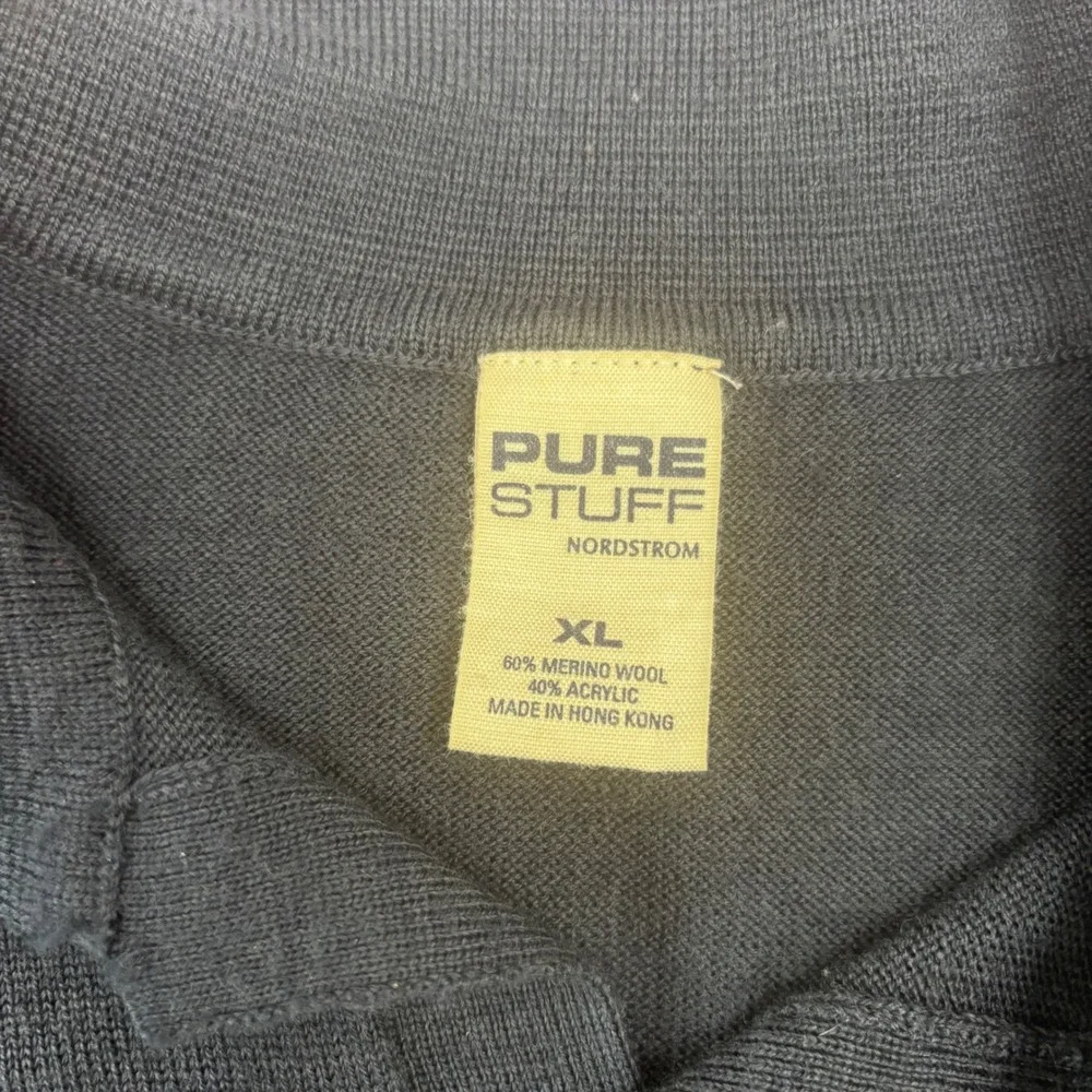 Pure Stuff Nordstrom Mens XL‎ Merino Wool Blend Long Sleeve Polo Sweater Grey